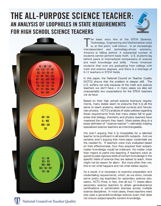 The All-Purpose Science Teacher: An Analysis of Loopholes in State Requirements for High School Science Teachers